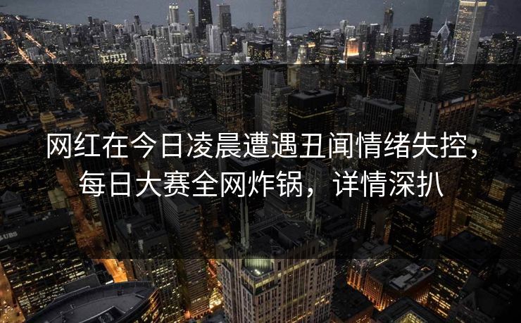 网红在今日凌晨遭遇丑闻情绪失控，每日大赛全网炸锅，详情深扒